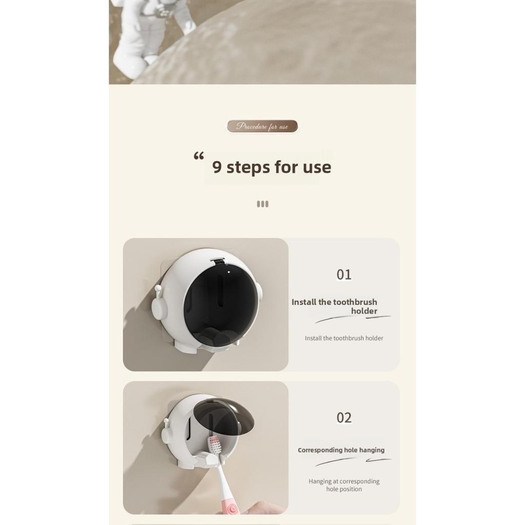 Cartoon Wall Mounted Non Perforated Bathroom Storage Rack, Electric Children's Toothbrush Holder, Household Couple Toothbrush Holder