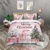 3-piece Christmas themed Santa Claus snowman print (1 duvet cover+2 pillowcases, no core) soft bedding set