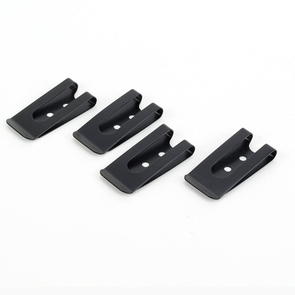 

4PCS Stainless Steel Flashlight Clip Black Small Mountaineering Hook Pocket Clip Buckle Pocket