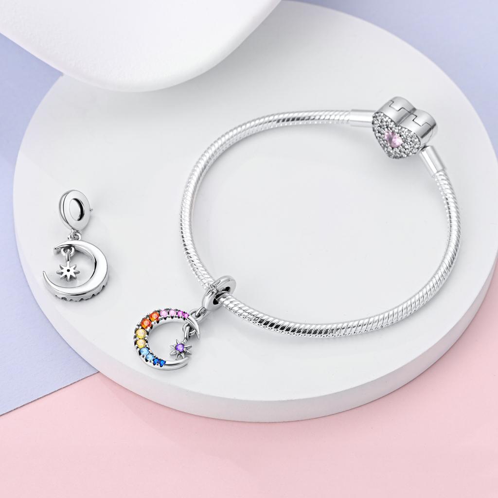 Copper Metal Blue Summer Earth Sun Moon Charm Bead Components Compatible With Authentic Original Bracelet High Quality Fine Jewelry Necklace Do It