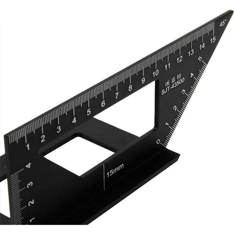 1 Pc Aluminum Alloy Wooden Square Multifunction Ruler 45 90 Degree/Double 45 Degree Gauge Woodworking Ruler