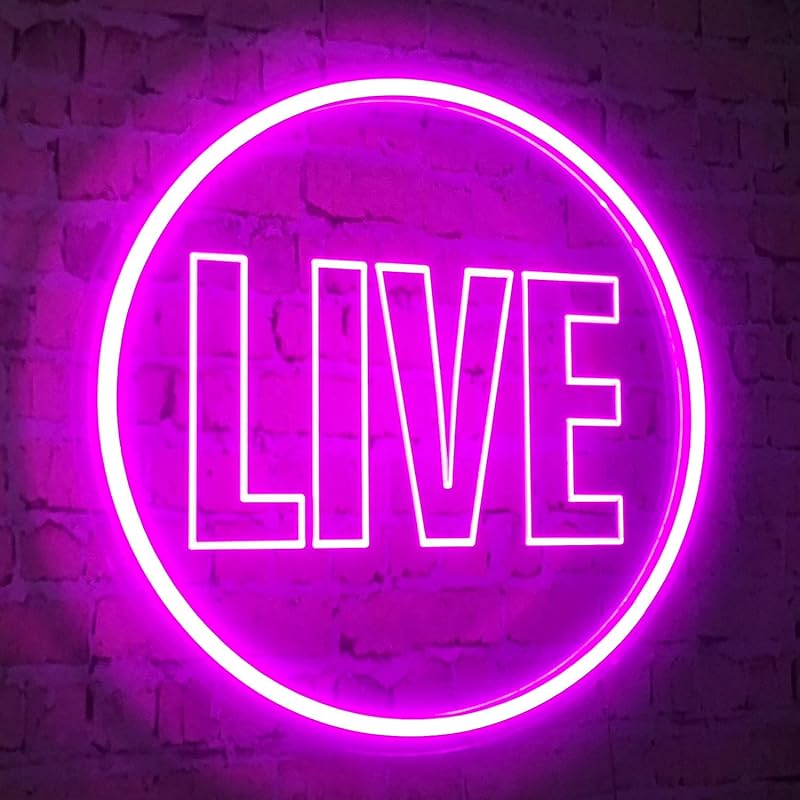 Neon Live On Air Light Sign, USB Powered On Air Led Light Up Sign, Dimmable Wall Décor Round On Air Streaming Neon Sign for Streamer, Gamer, Game