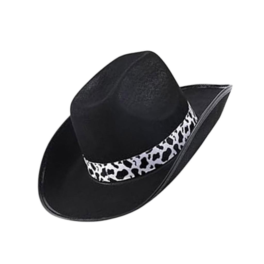 Vintage Cow Print Homburg Panama Hat Western Porkpie Hat Cowboy Hats for Dinner Outdoor Casual Wear