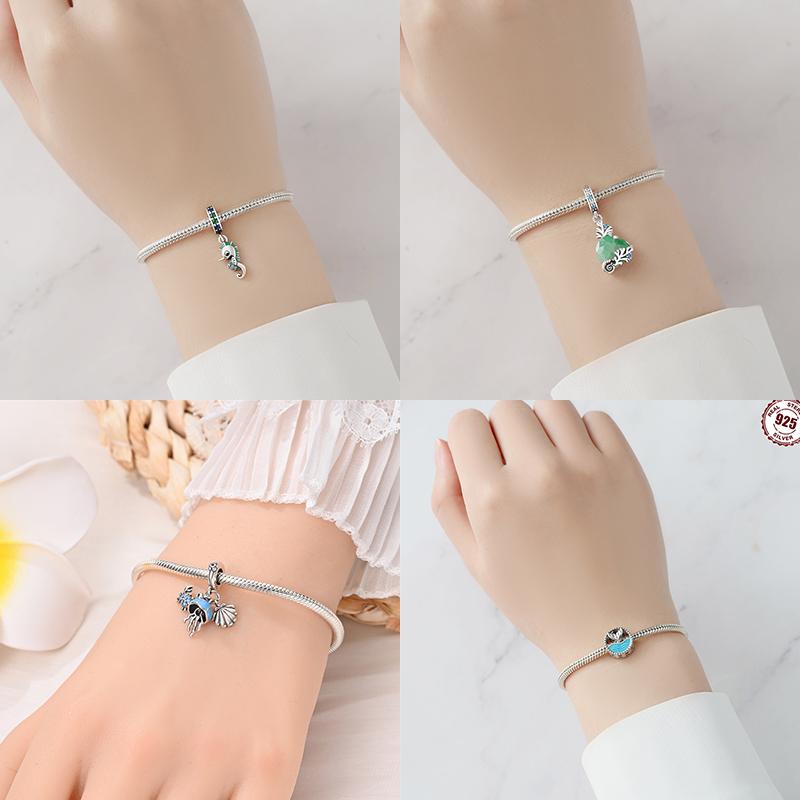 Copper Original Sea Shell Starfish Mermaid Charm Beads Fit Bracelet Charms Bead Jewelry Women Fine Jewelry Gift