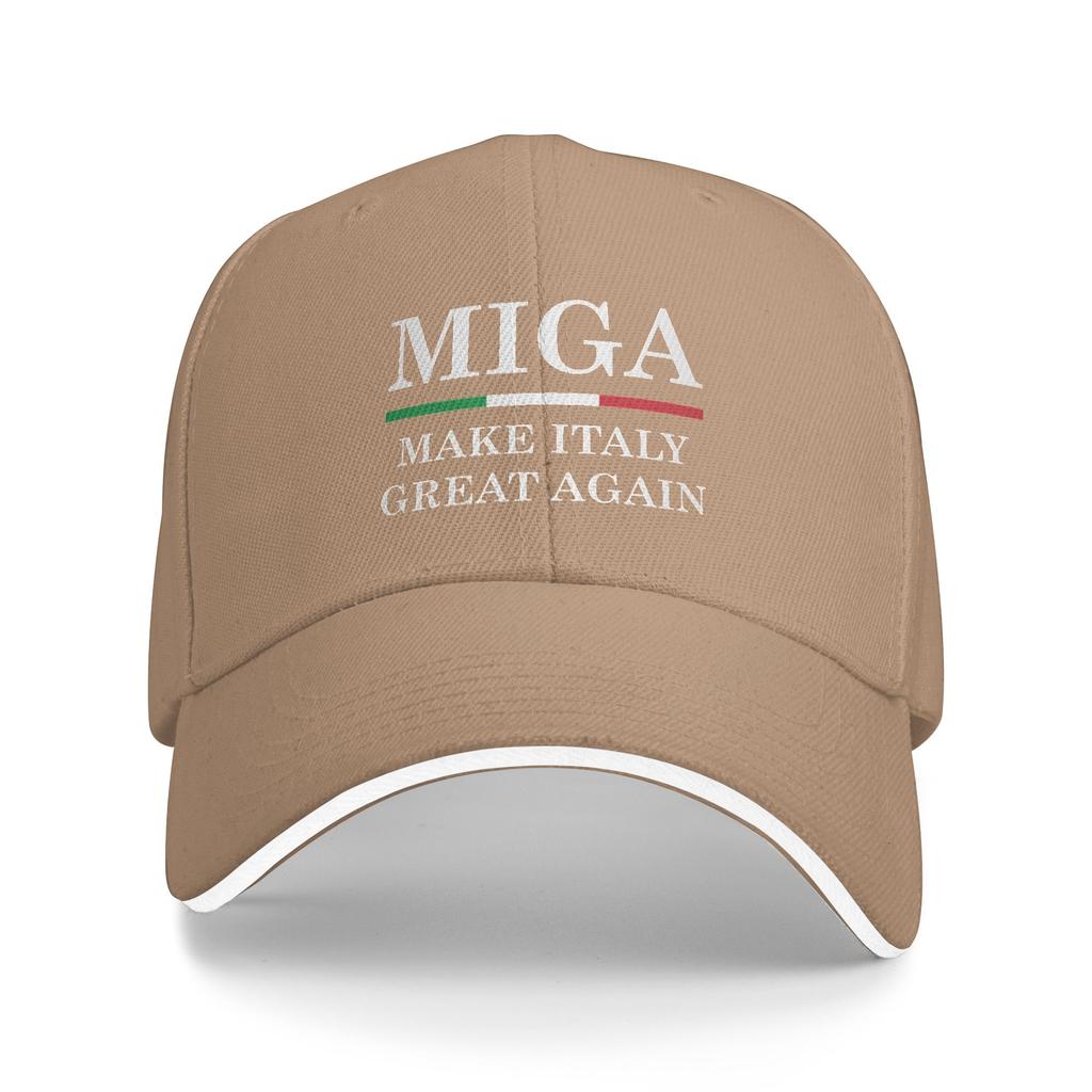 Make Italy Great Again MIGA Gorras de Béisbol para Senderismo Para Unisexes Sombrero de Sol de Playa de Gama Alta Snapback
