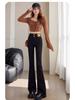 Damen Schwarze High Waist Micro Flare Denim Hose - Schlankmachende Birnenform-Passform für Frühling & Herbst 2025.