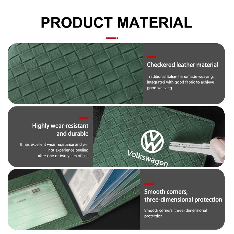 VFHJQ1 Suede Car ID Cover Vehicular Plaid Card Protector Wallet For Volkswagen VW Golf 4 5 6 7 Polo Jetta Sagitar Magotan Passat B5 B6