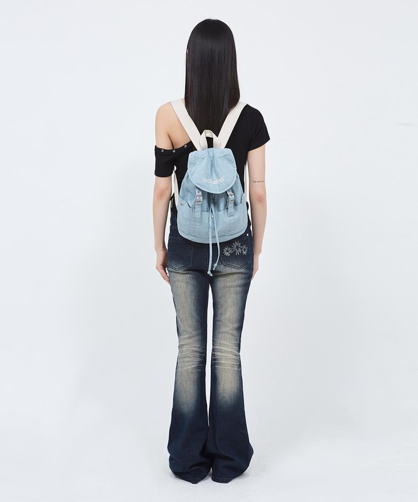 Secondsalt Washed Denim Mini Backpack (Sky Blue)