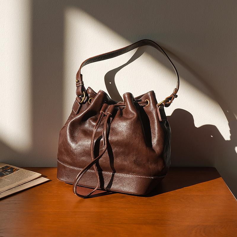 Commute Fashion Genuine Leather Bucket Bag