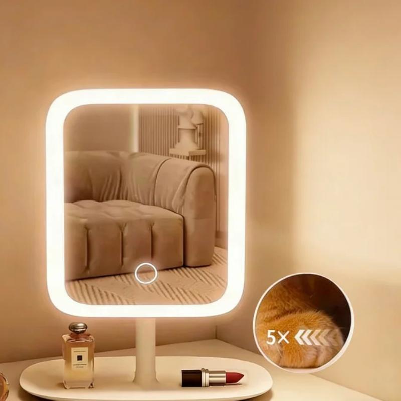 Adjustable 3 Color Light LED Makeup Mirror USB Rechargeable Brightness Cosmetic Mirror 270° Rotation Desktop Vanity Mirror