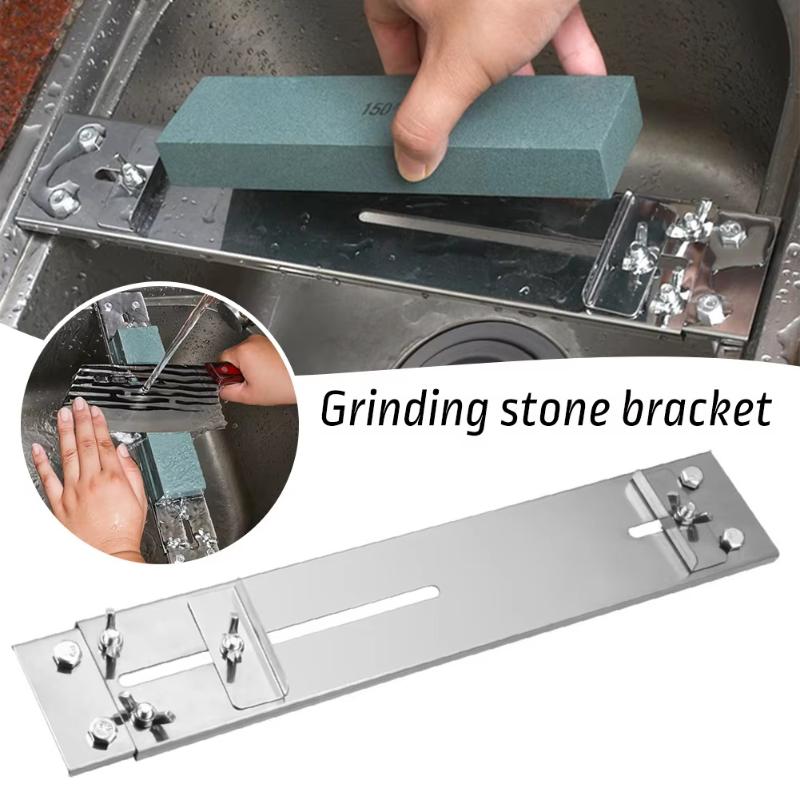 Stainless Steel Retractable Whetstone Stand with Anti-Skid Feet Adjustable Sharpening Bracket for Kitchen Household Knife Sharpening