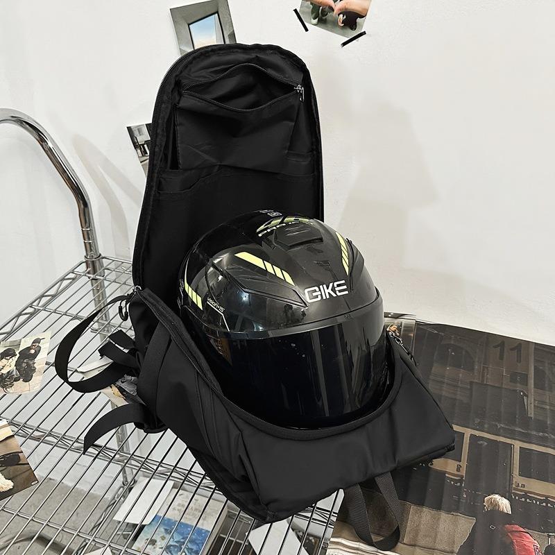 Backpack Men's Large Capacity Fashion Trend Casual Backpack Student School Bag Men's Trend Brand Solid Color Helmet Backpack Men
