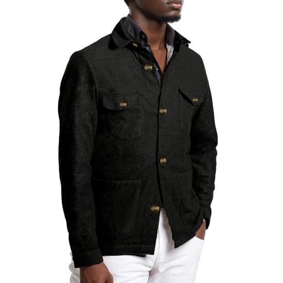 

Мужское пальто с лацканами, длинными рукавами, карманами-клапанами, куртка, пальто, однотонный цвет, стандартный крой S чёрный