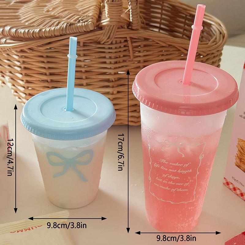 Bowtie Plastic Straw Cup Bow Large Capacity Portable Home Travel Milk Tea Cup Bowknot Cold Drink Coffee Cup Water Cup