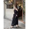 Kumikumi Gentle Apricot Long Sleeves Dress Women's Autumn French Style Temperament Chic Slimming and Shoulder Hollow Long Dress