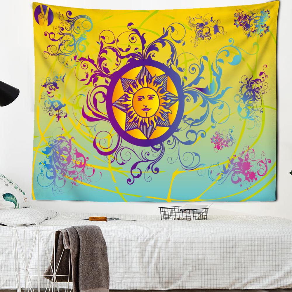 Sun Face Indian Mandala Tapestry Wall Hanging Boho Decor Covering Psychedelic Hippie Home