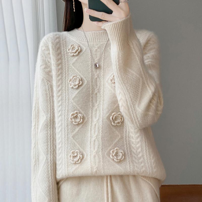 Women Sweater 100% Wool MODERN NEW SAGA O-neck Knit Pullover Thick Winter Jumpers Female Knit Tops
