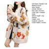 Women Sweater Coat V-Neck Long Sleeve Flower Pattern Knitted Cardigan with Pockets Loose Fit Autumn Winter Knitwear