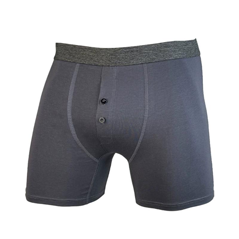 Men's Plus Size Button Opening Elastic Cotton Boxer Extended Crotch Boxer