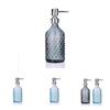 Modern Glass Hand Soap Dispenser 400ml With Pump And Decorative Embossed Design For Household