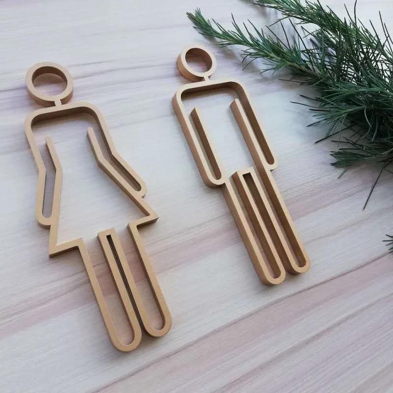 Acrylic Toilet Symbol Adhesive Backed Bathroom Toilet Door Sign for Hotel,Office,Home,Restaurant