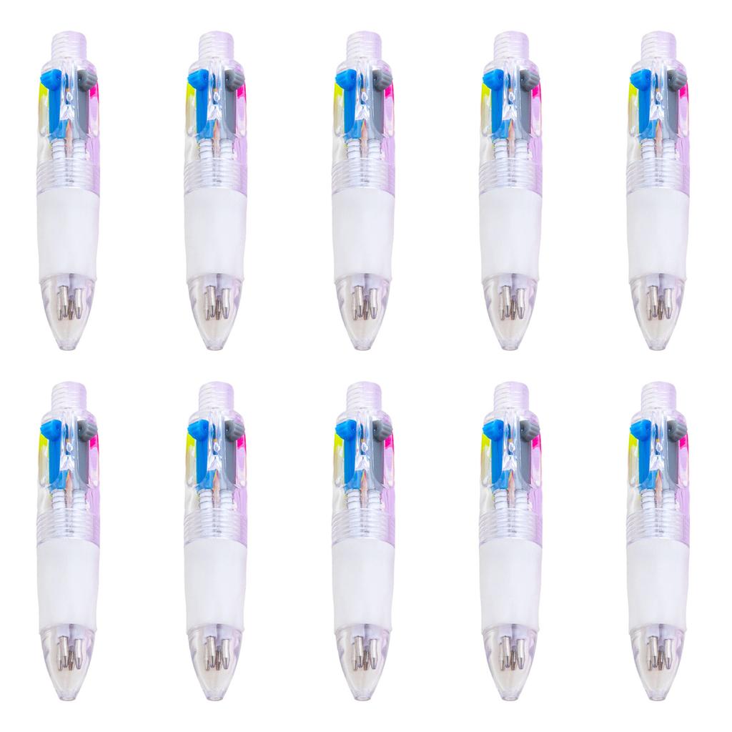 10 Pcs Multicolor Pen 4 In 1 Retractable Ballpoint Pen Small Ballpoint Pen School Office Supplies for Writing