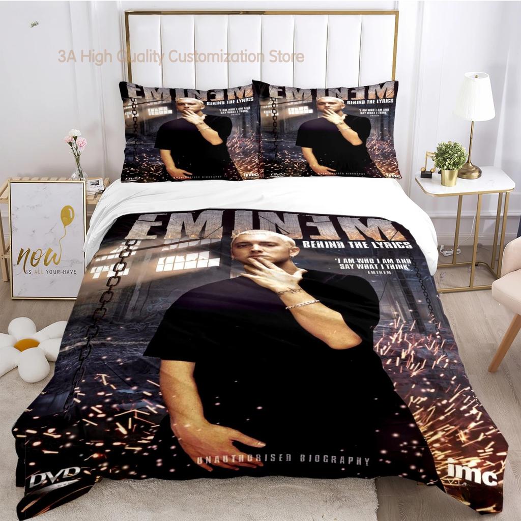 Eminem cantante hip-hop Copripiumino per tutte le stagioni Piumino Set biancheria da letto Copripiumino morbido e federe Singolo/Matrimoniale/Queen/King