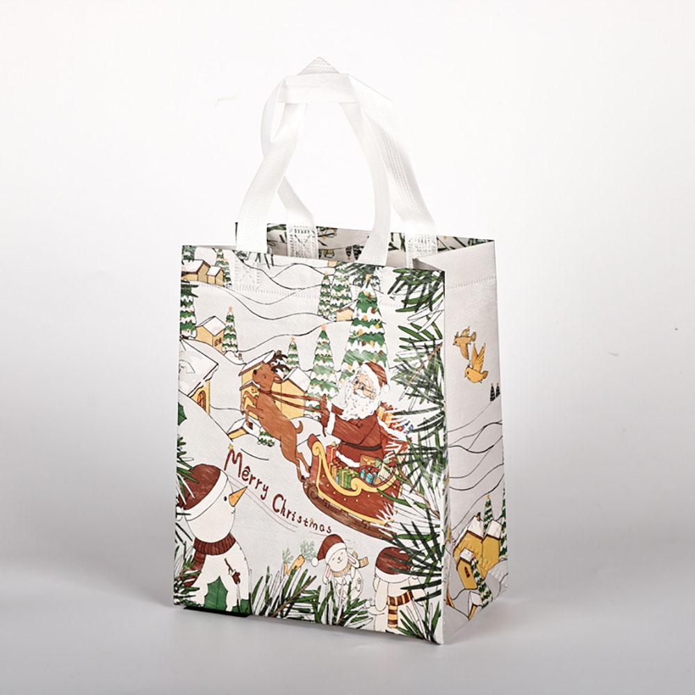 Non-Woven Tote Bag Non-Woven Snowman Gift Holder Cartoon Santa Bag Printed Christmas Packaging Bag For Christmas Eve Family
