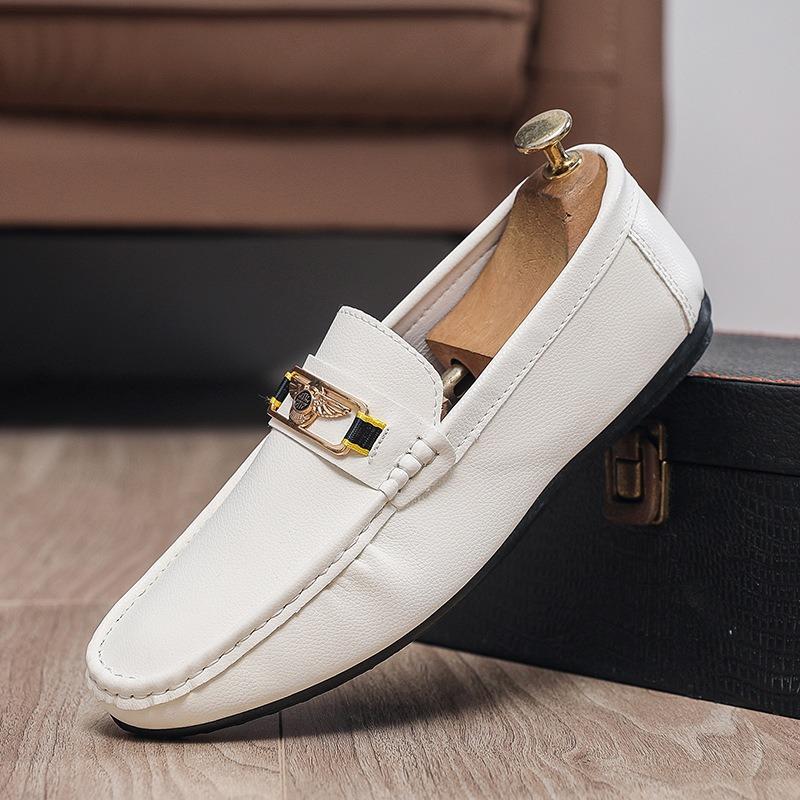 

Doudou shoes men s spring and summer new lazy one-pedal men s business casual leather shoes 44 белый