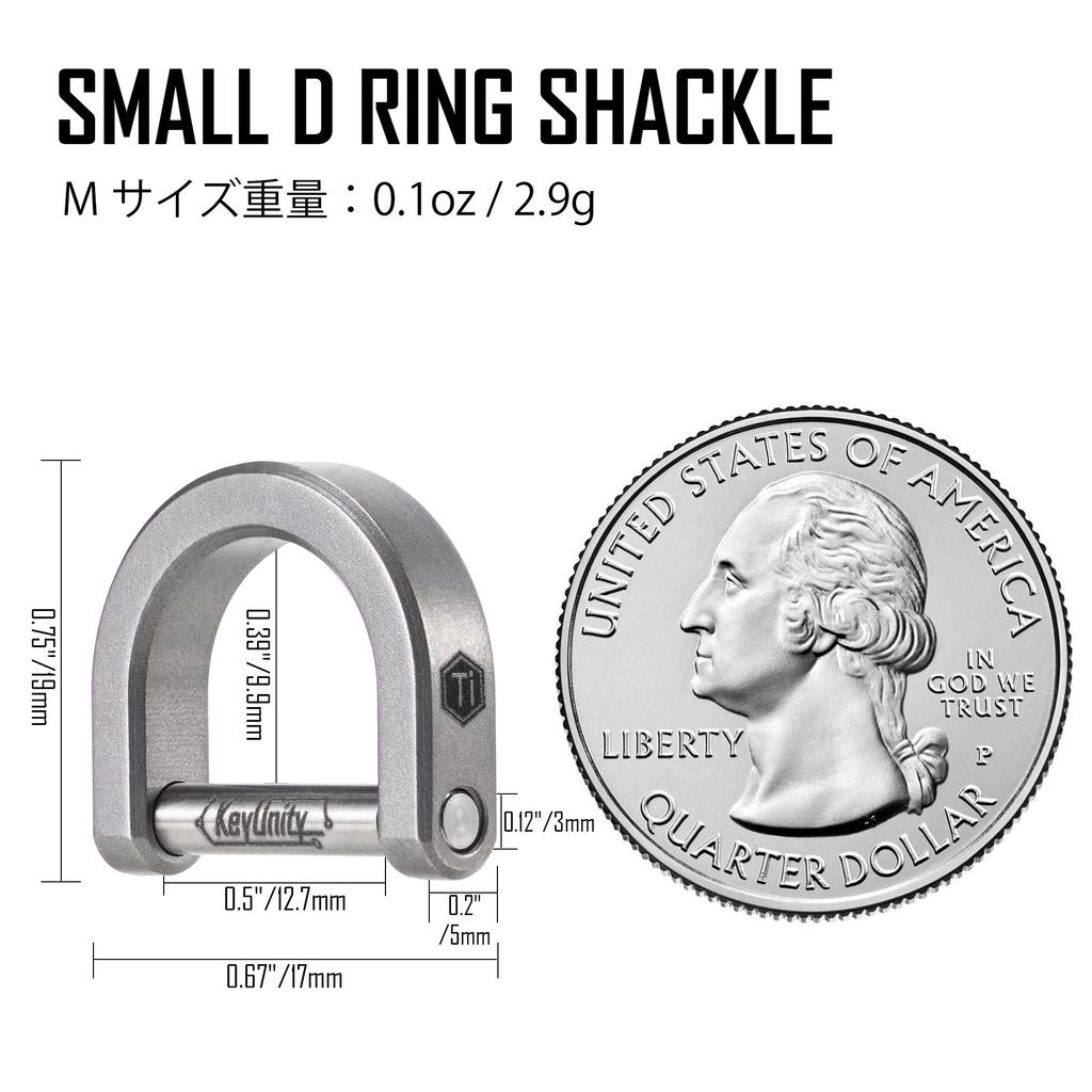 KeyUnity KA17 Titanium Key Ring, D-Ring Keychain, Lightweight, D-Type, Car Keys, DIY Key Storage,