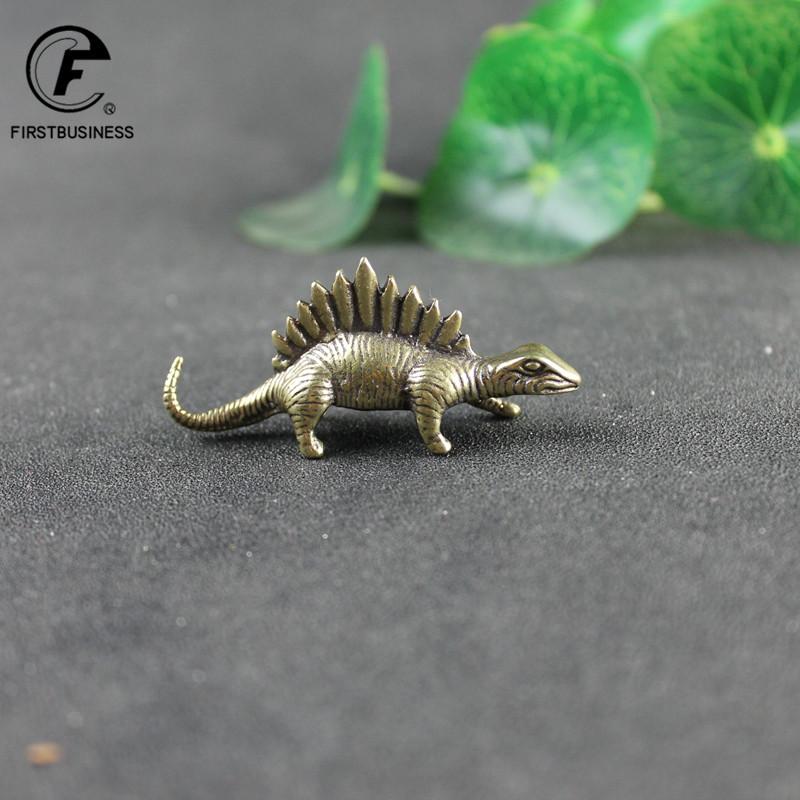 Massives Messing Jura Dinosaurier Kleine Statue Büro Schreibtisch Ornamente Tee Haustier Handwerk Tierfiguren Miniaturen Kinderspielzeug Geschenk