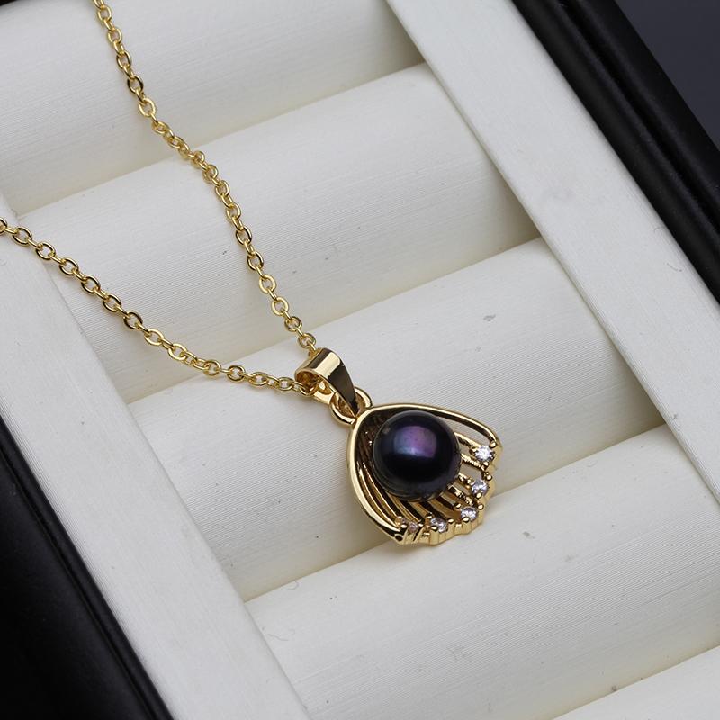 Classic Flower Freshwater Pearl Pendant For Women White Black Leaf Natural Pearl Pendants Party Gift
