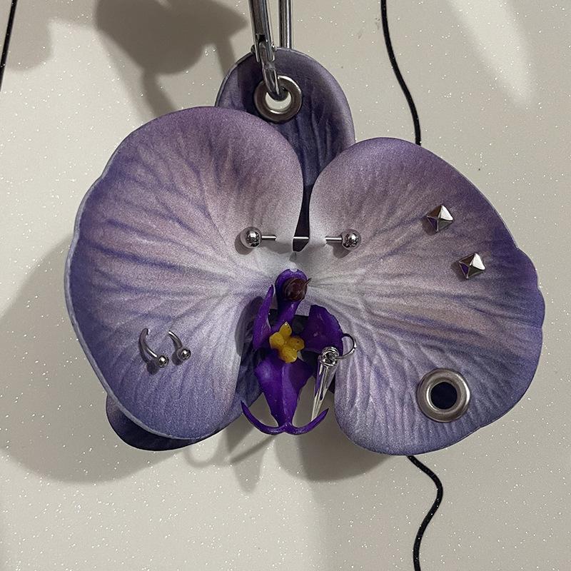 Kreativ Vakker Phalaenopsis Stoff Nøkkelring Simuleringsblomster Nøkkelring Telefonpynt Elegant Veskeanheng Tilbehør Gave
