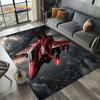 Cartoon 3D Space Spitfire Aircraft  Air Force Jet Fighter Carpet Rug for Living Room Bedroom Sofa Decoration,Non-slip Floor Mat