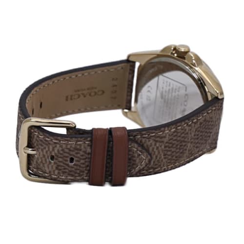 Coach Greyson 36mm Women's Watch with Yellow Gold Dial, Leather Strap, and Signature C (14504111)