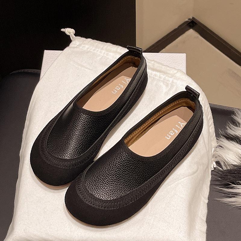 

Туфли женские в стиле ретро с круглым носком и плоским дном 2025 года, весна-осень, новая универсальная мода в Корейском стиле с круглым носком и плоским дном Mary Jan 35 чёрный