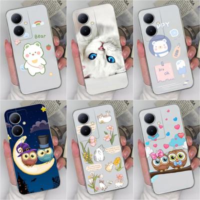 Kryt na telefon pro Vivo Y78 Pro V27E Y02A 2023 V27 iQOO Neo8 Y11 Y35 Plus Pouzdro Průhledné Luxusní Kreslená Kočka Sova TPU Měkký Silikon Populární Skořepina Pro Vivo Capa