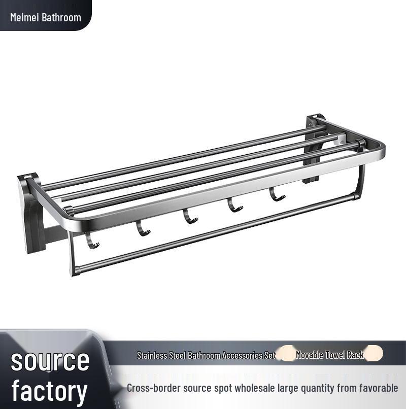 304 Stainless Steel Movable Towel Rack for Bathroom Storage