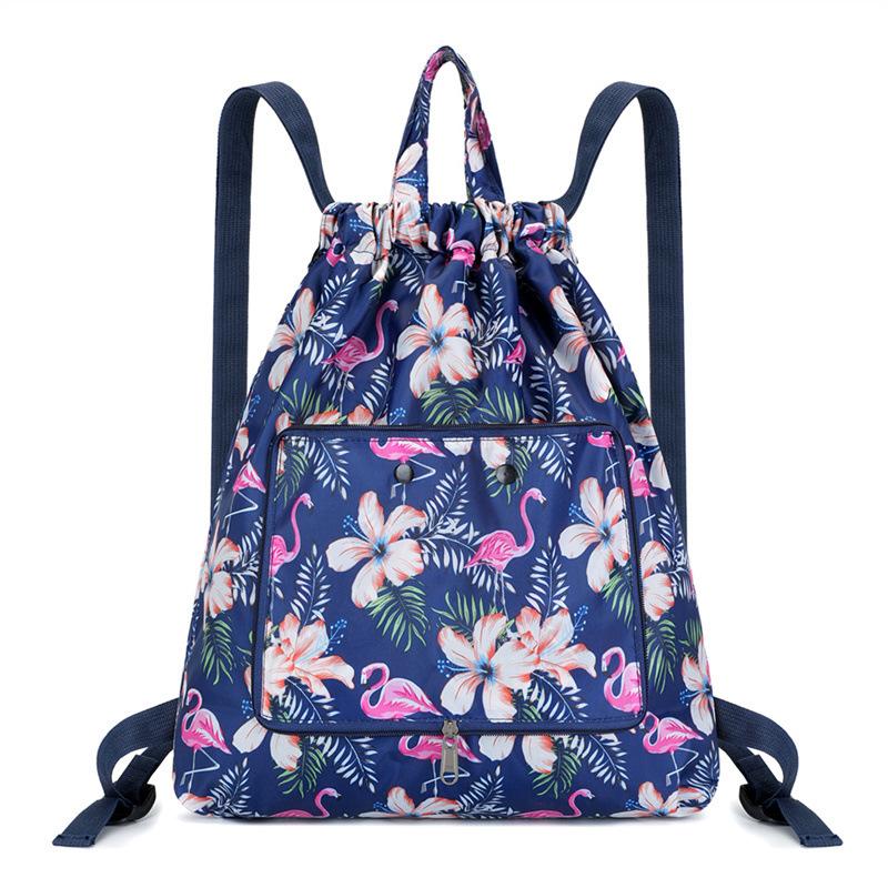 Fashionable Sports Bag Foldable Tie-mouth Handbag Large Capacity Portable Casual Home Shopping Backpack