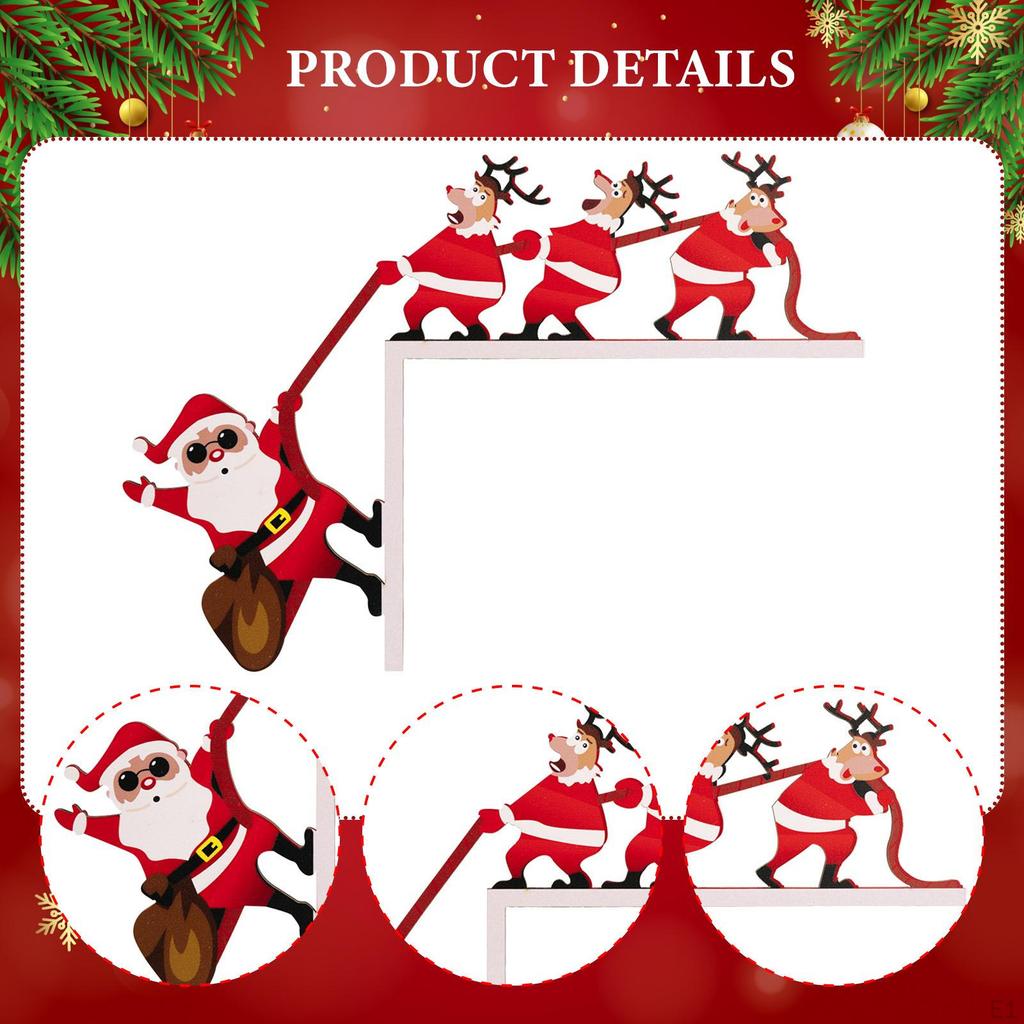 Weihnachts-Türrahmenschild Lustiger Aufsatz Holzornament für Schrank Innen Außen Kaminsims