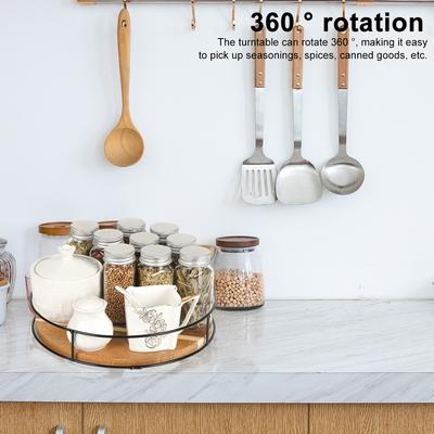 360 Graden Draaibare Lazy Susan Draaiplateau Veelzijdig Draaibaar Opbergrek Rond Houten voor Kast Eettafel