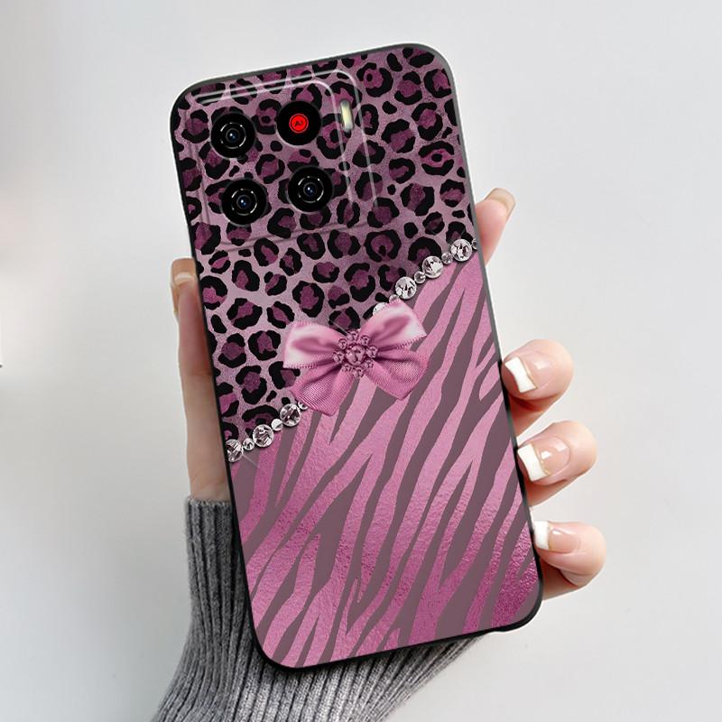 Printing Pattern Case For ZTE Blade A56 Z2473 Nubia A56 Soft Silicone Black Shell Cover For Blade A56 Pro Cute Flower Casing