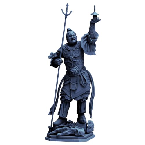 Kaiyodo Art PLA Four Heavenly Kings Statue, Tamonten, Approximately 160mm Tall, Non-Scale, Unpainted, Unassembled Plastic Model Kit AP009