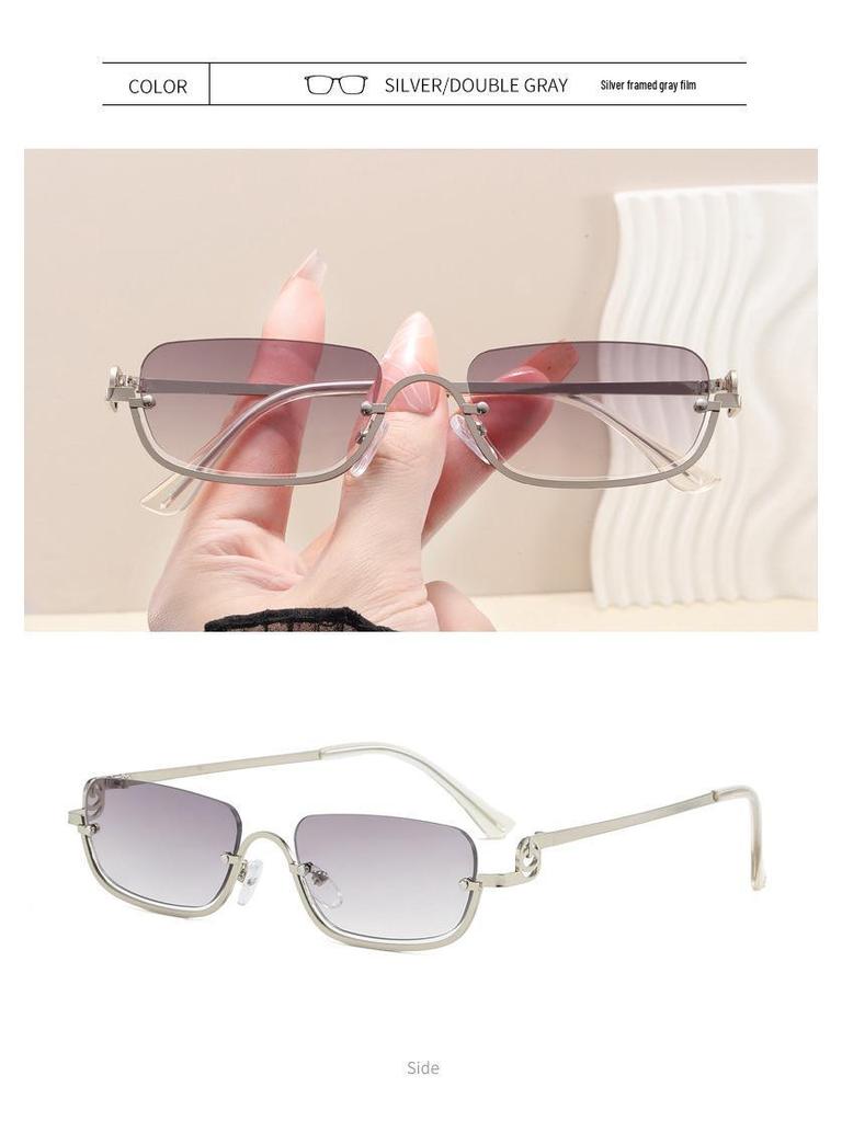 High-End Semi-Rimless Square Sunglasses – Trendy Unisex Sunscreen Shades