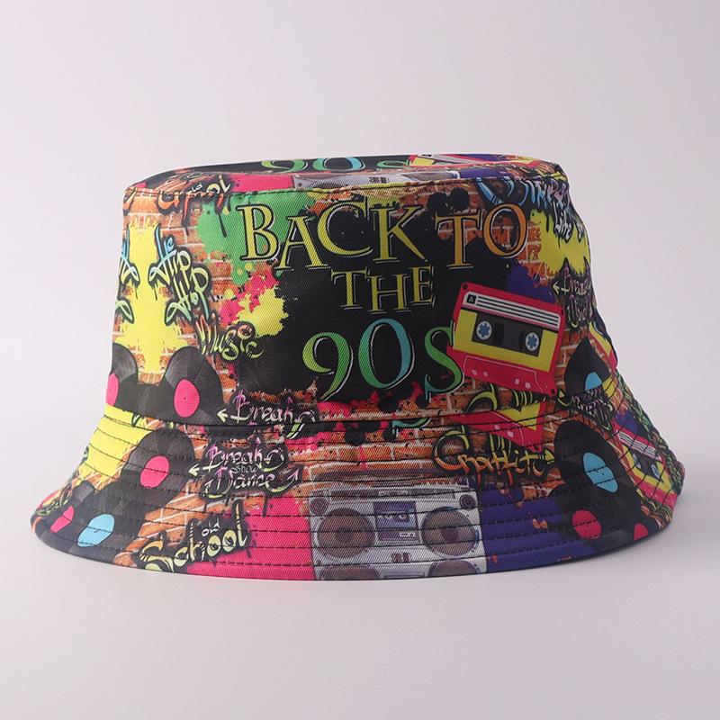 Digital printing small edge bucket hat spring and summer double-sided can wear outdoor sunshade basin hat spot