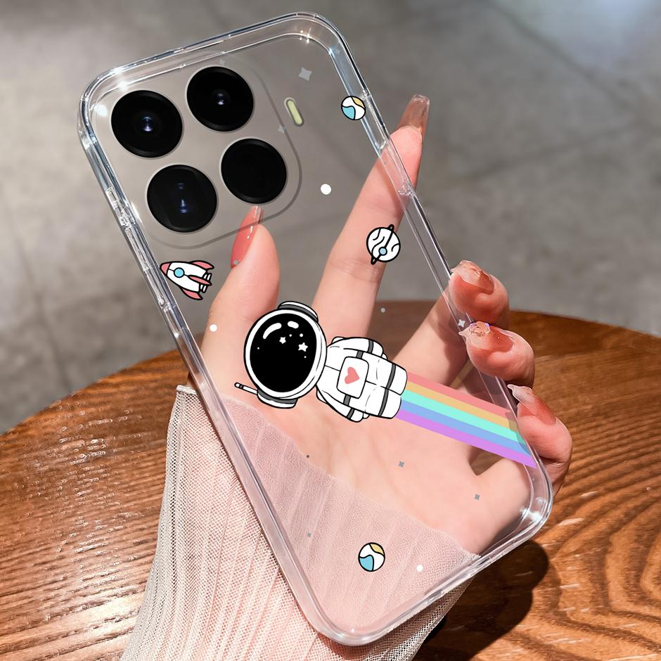 Case For Xiaomi17T 17Ultra Beautiful Flower Astronaut Anti-Fingerprint Transparent Shell For Xiaomi 17T 17 Ultra Coque Funda