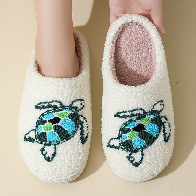 

New comfortable home cute cartoon turtle winter cotton slippers men and women couple warm indoor cotton slippers sole 36/37 for 35-36 feet