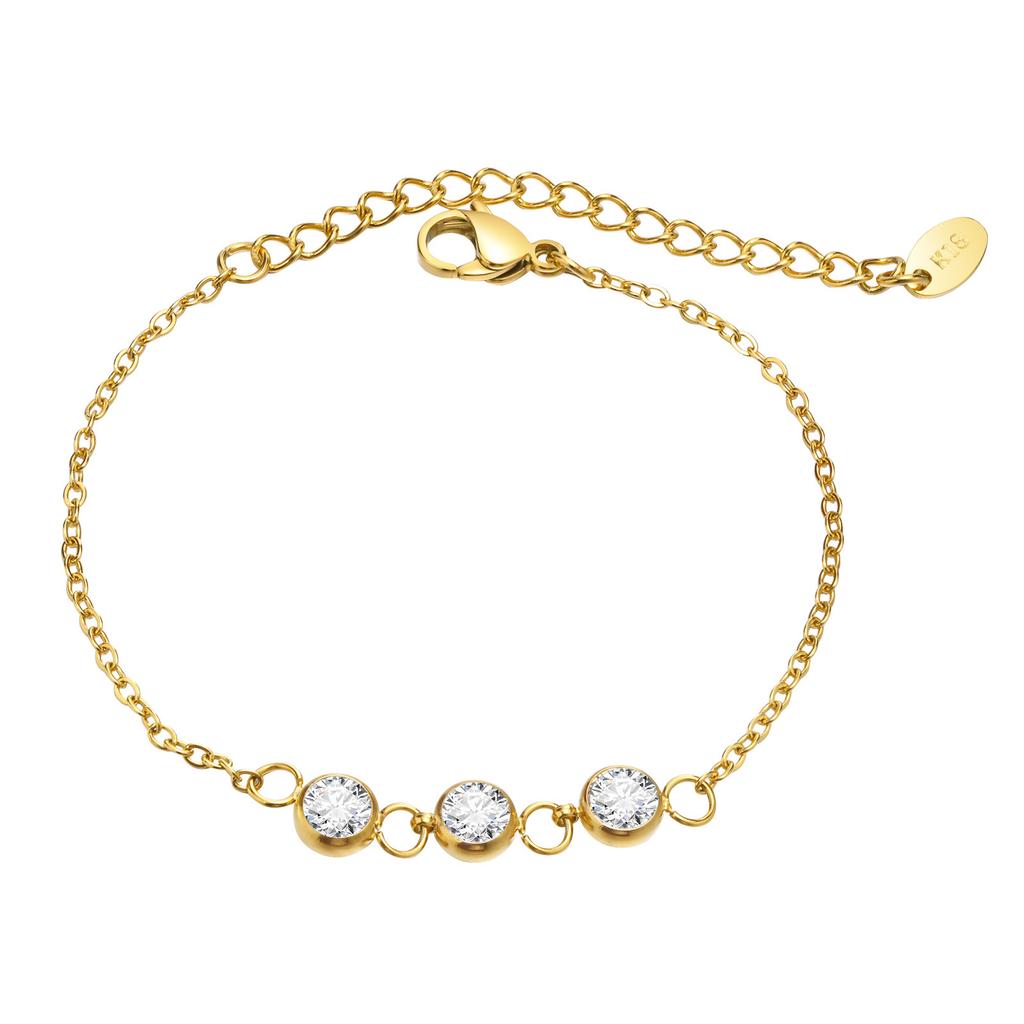 Stainless Steel Gold Green Zircon Stacked Bracelet Women, Titanium Steel Accessories Personalized Fashion Jewelry