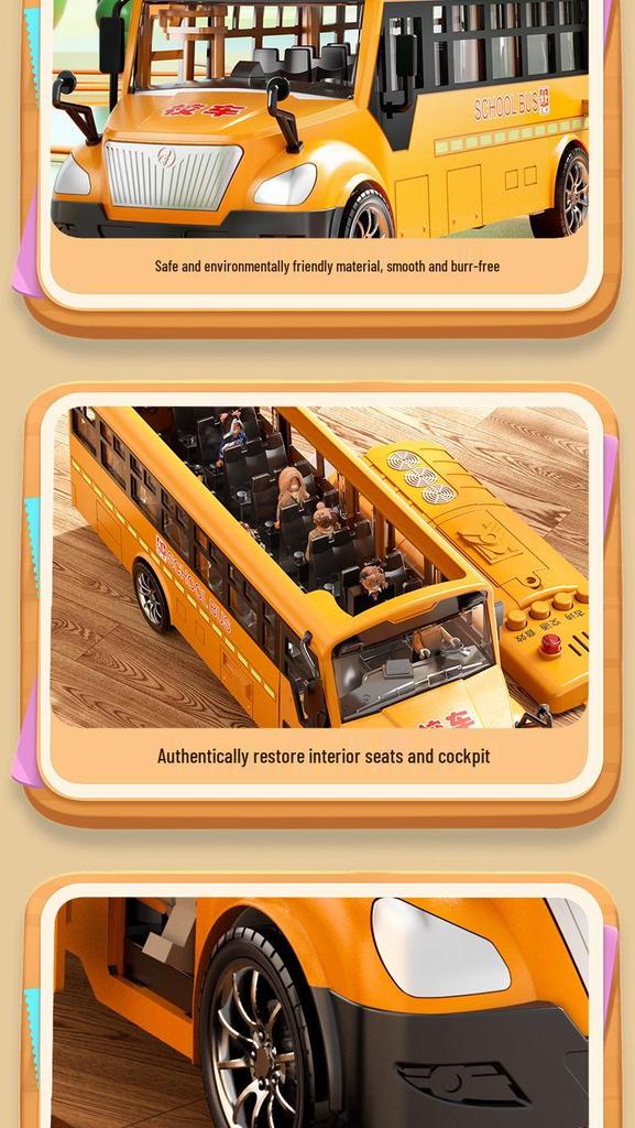Jumbo Inertial School Bus Toy with Lights and Music - Early Educational Vehicle for Kids