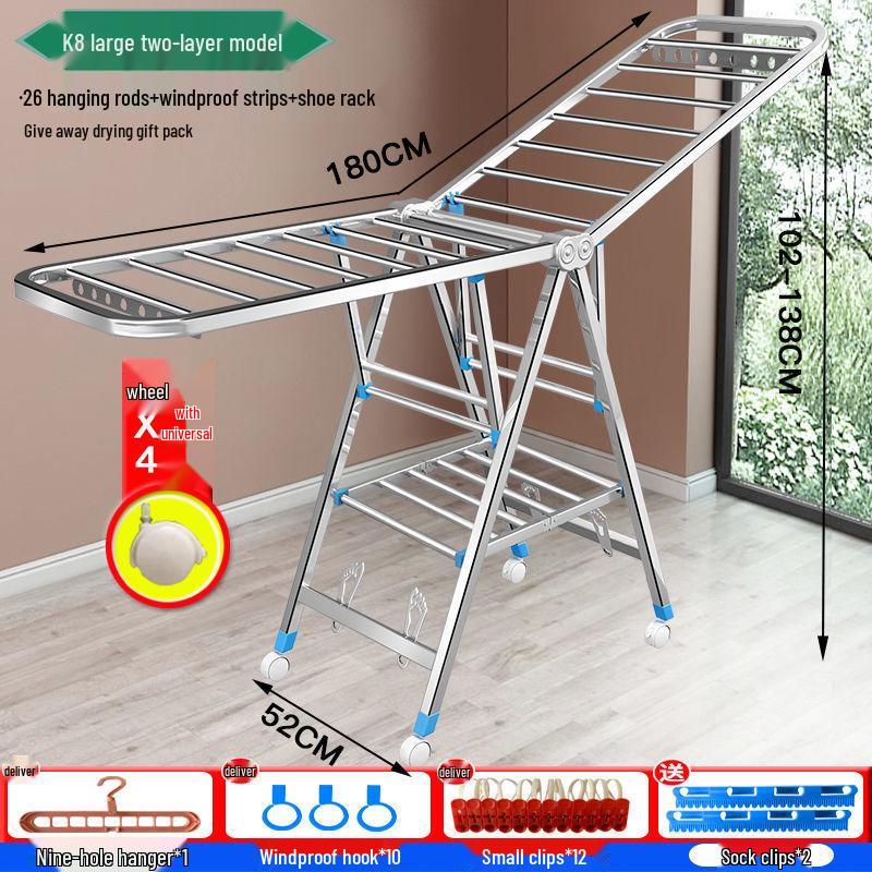 Foldable Stainless Steel Clothes Rack for Indoor/Outdoor Use